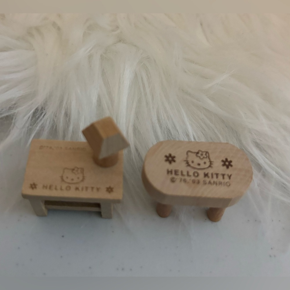 Sanrio Hello Kitty Miniature Wood Furniture Set of 2 Doll house Vintage